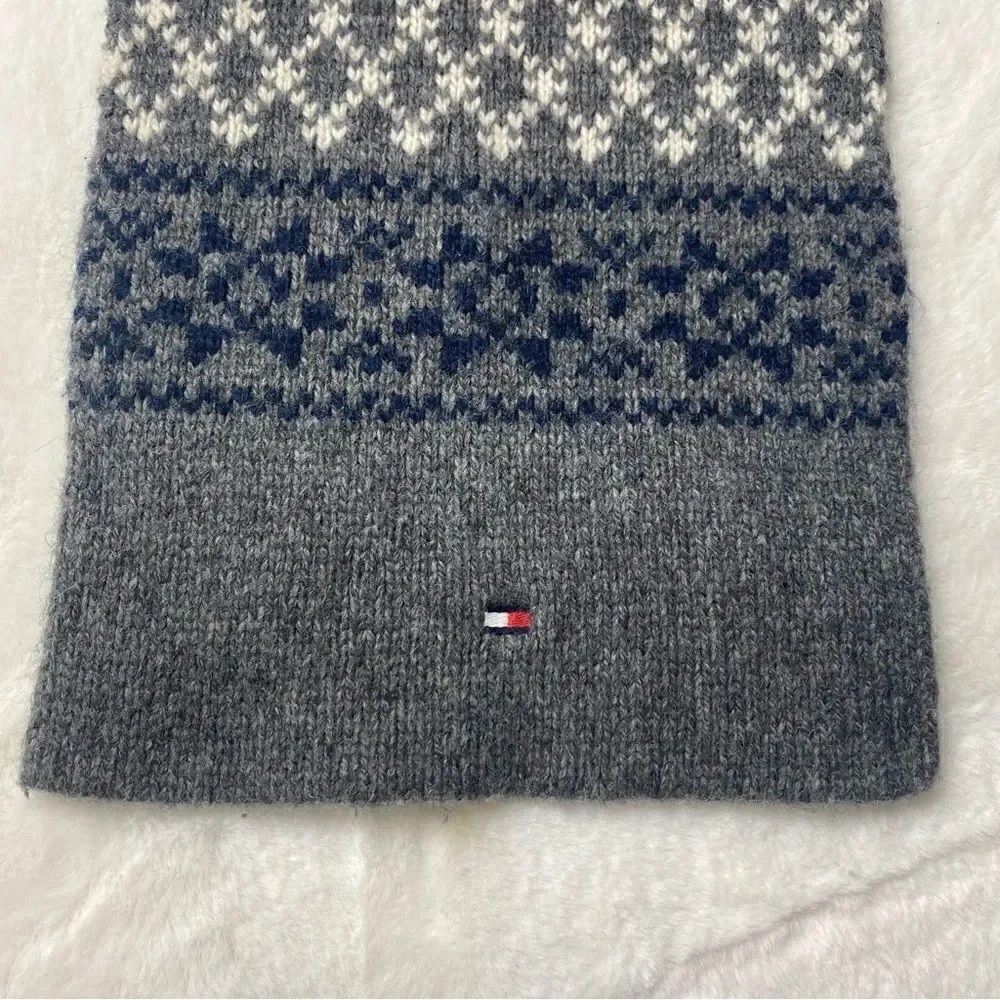 Tommy Hilfiger Wool Blend Gray White Scarves